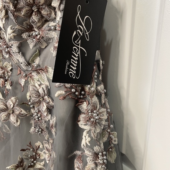 *NEW* LA FEMME 27968 floral embroidery appliqué cinderella ballgown - Picture 10 of 17